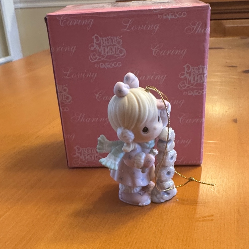 Precious Moments Pink and Blue Girl with Bunny Figurine